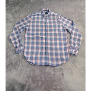 J Crew Men's Shirt Sz L Classic Fit Button Blue Double Weave Long Sleeve C8-21